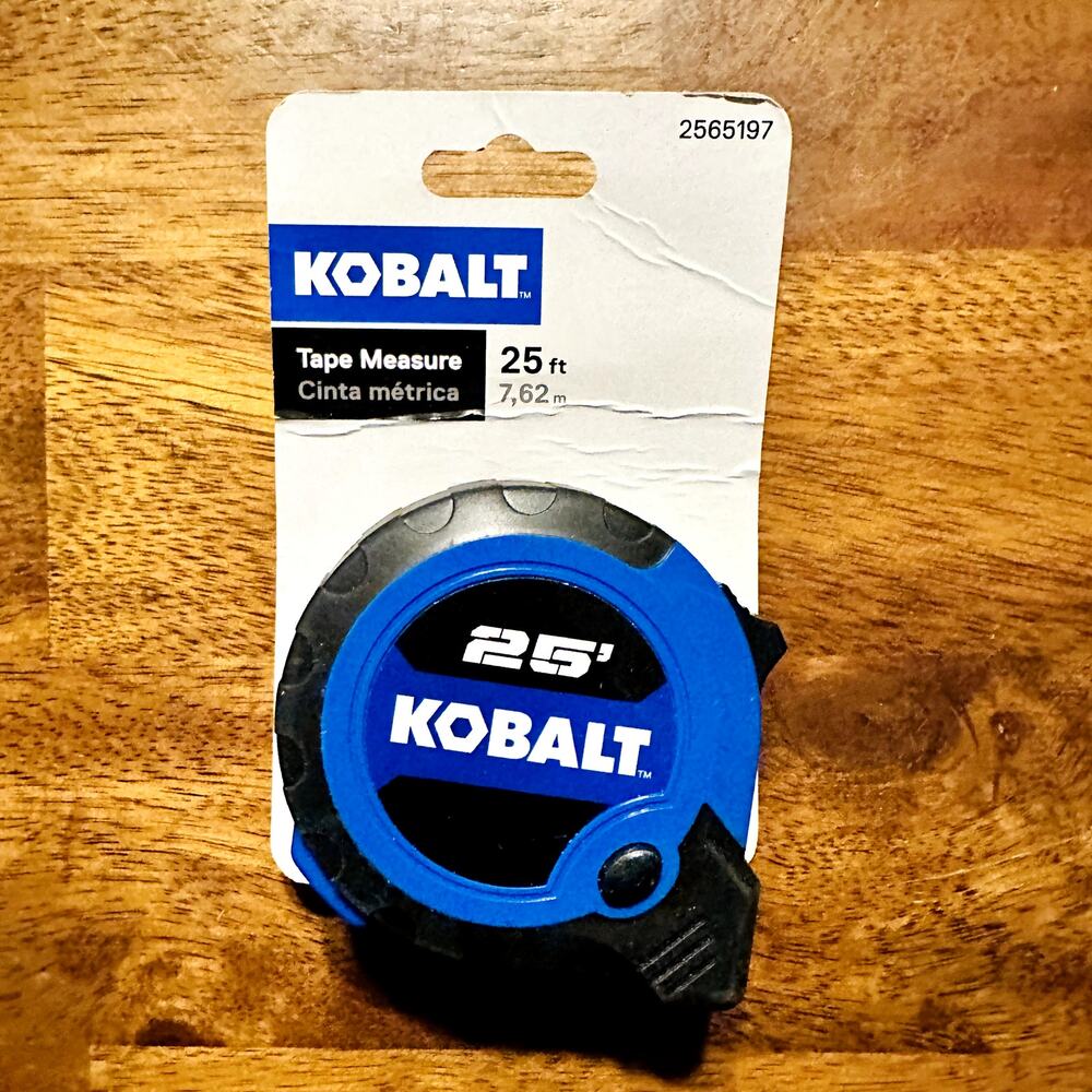 Kobalt Tape Measure 25 Foot Woodworking Home Remodeling DIY Grip Blue Black